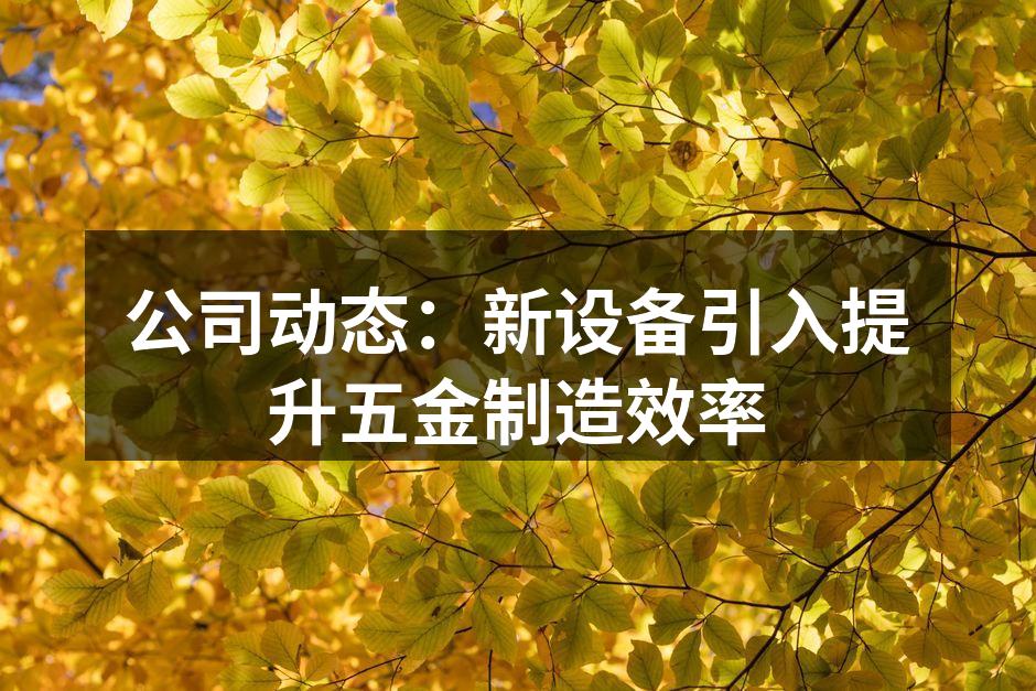公司动态：新设备引入提升五金制造效率